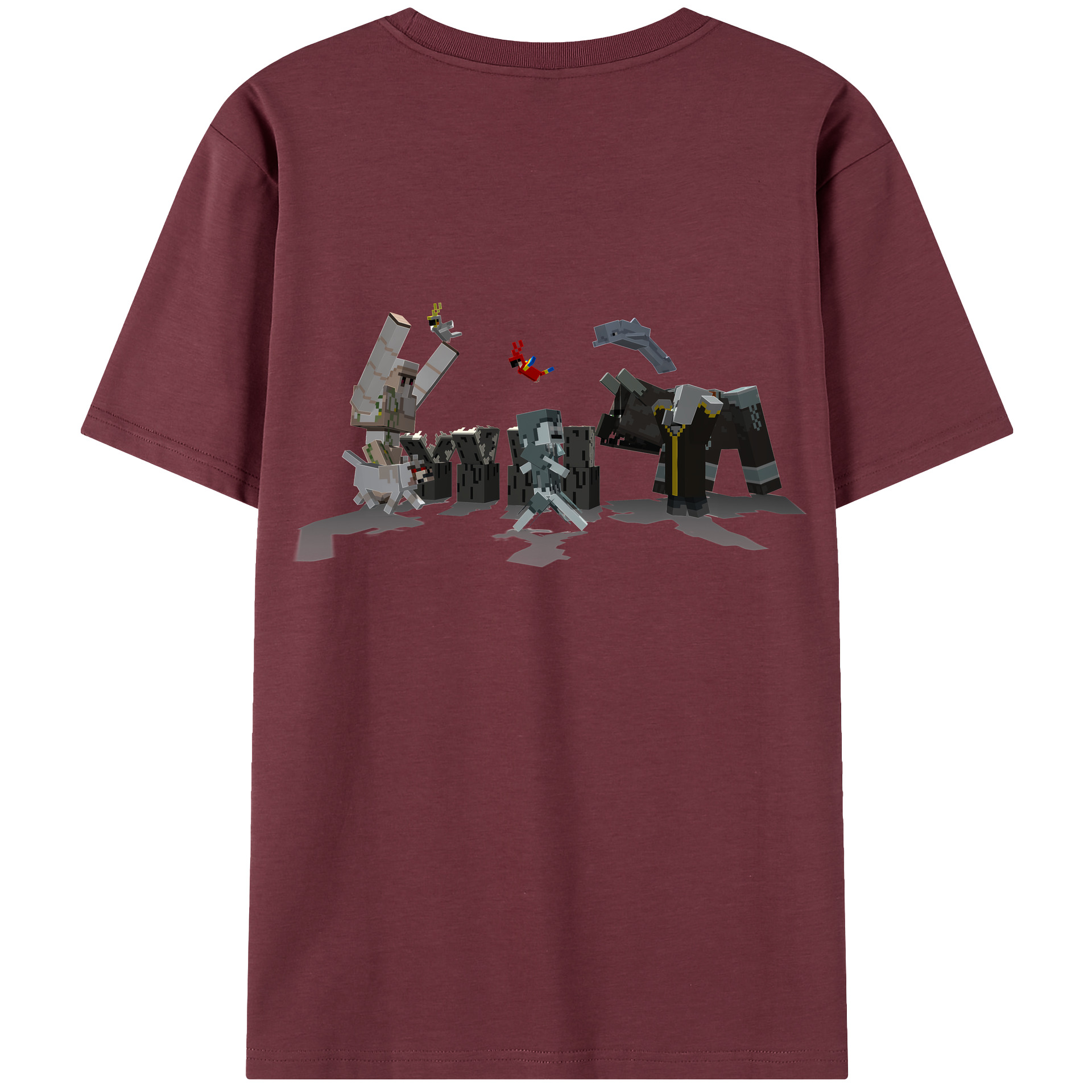 （画像用） マインクラフト ブロックの世界 Minecraft MC Block world 綿100％半袖Tシャツ（背面プリント）